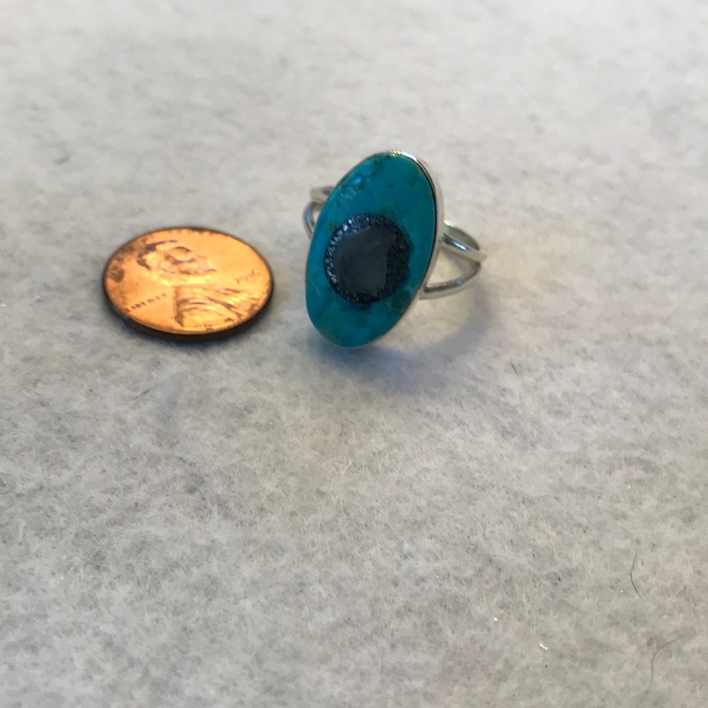 Turquoise Inset w/ Meteor 925 Ring - Picture 3 of 4